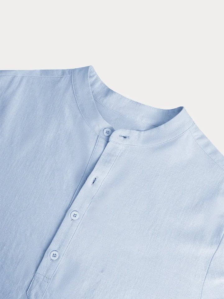 Herren-Eiscreme-Baumwoll-Leinen-Casual-Langarmhemd