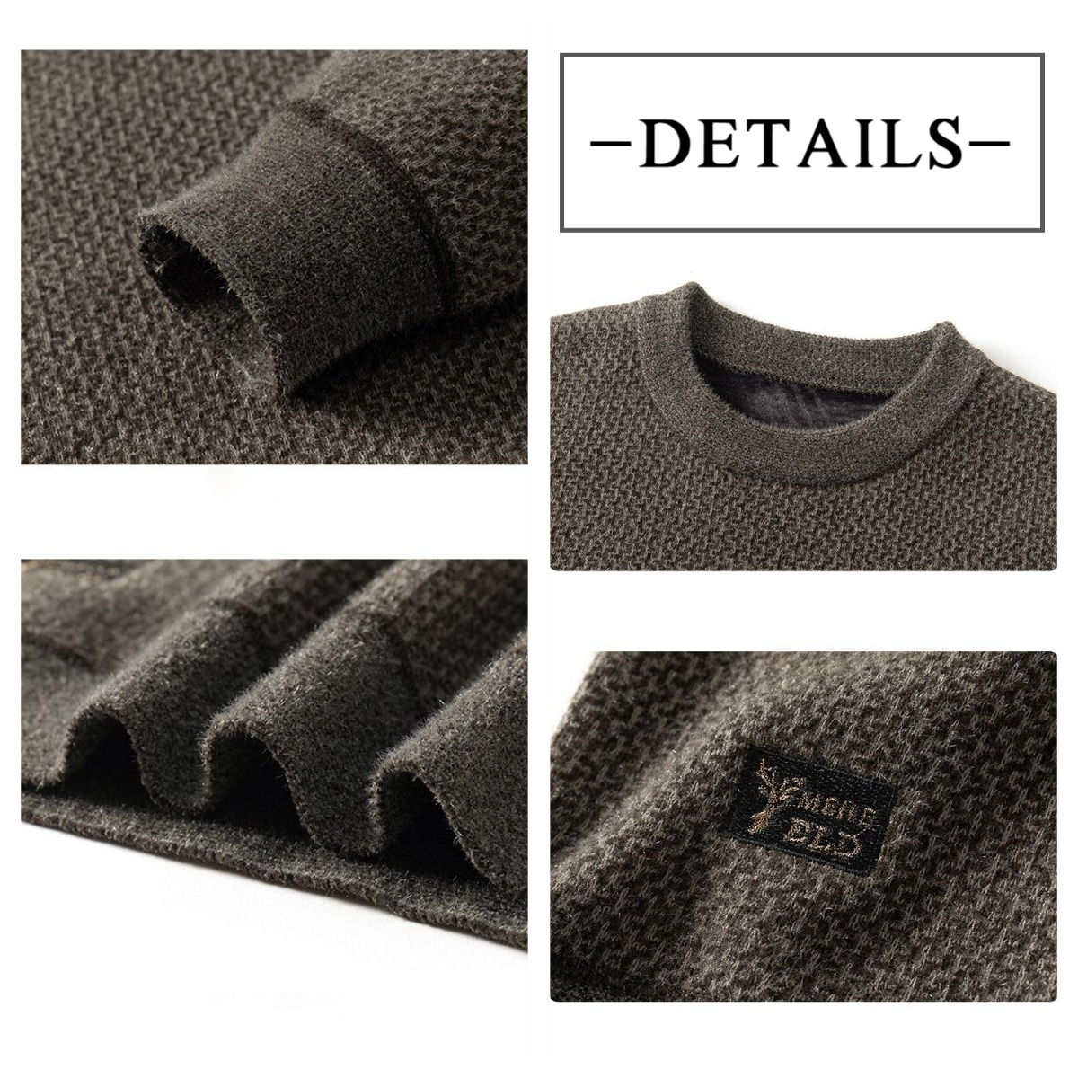 Herren-Oberteil mit Rundhalsausschnitt, warm, gemütlich, gefüttert