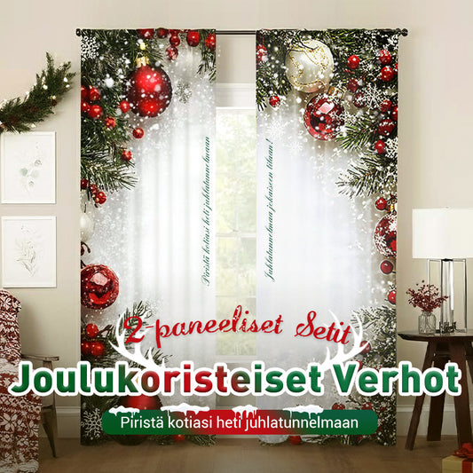 2-osainen jouluiset ikkunaverhot kodin sisustukseen