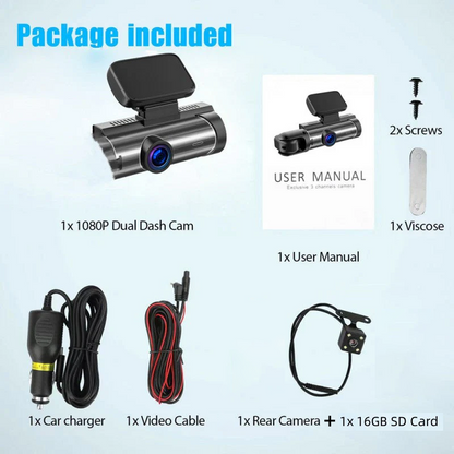 🚗📹 Aja fiksummin 170° laajakulmaisella ajokamerallamme – kaksoislinssi, 1080p-terävyys!