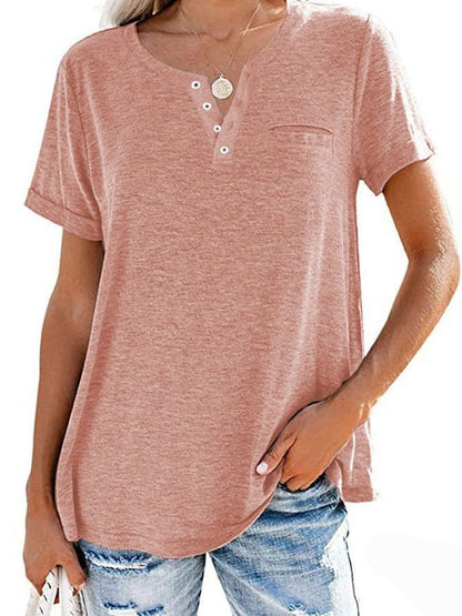 Modische feste Farbe Tasche Kurzarm T-Shirt