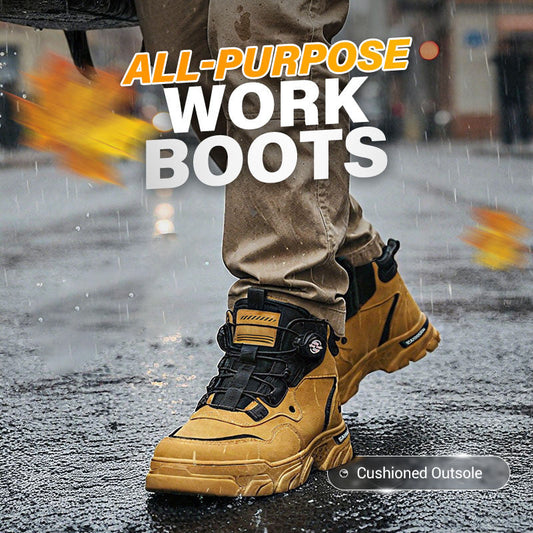 Sapatos de trabalho masculinos com fivela giratória para uso externo 🔄👞 – Impermeáveis 💦, antiderrapantes 🚶‍♂️, confortáveis e respiráveis 🌬️