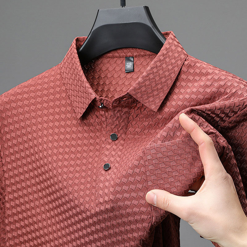 🔥Men's Kurzarm strukturiertes Hemd 🌬️ Komfortable und atmungsaktiv, stilvolle Textur, perfekt für geschäftlich und lässiges Tragen!