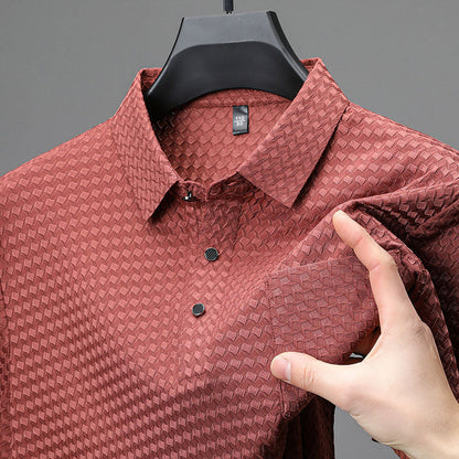 🔥Men's Kurzarm strukturiertes Hemd 🌬️ Komfortable und atmungsaktiv, stilvolle Textur, perfekt für geschäftlich und lässiges Tragen!