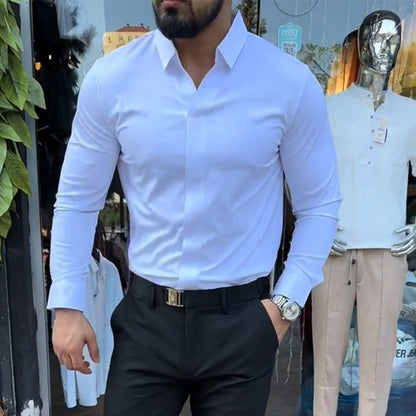 Miesten rento slim fit -mallinen yksivärinen paita