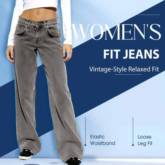 🔥50% DESCONTO 💥 Calça de ganga de Mulher Estilo Vintage com Corte Relaxado | Estilo Retro e Conforto para o Dia Todo 👖✨