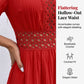 🔥50% DESCONTO 💥 Vestido chique com decote em V e detalhes em renda vazada | Estilo elegante e feminino para o dia a dia 👗✨