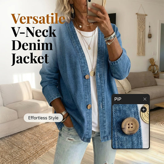 ✨ Promoção– 50% OFF ✨Casaco de Jeans Clássico com Botões | Estilo Atemporal e Confortável para Mulher