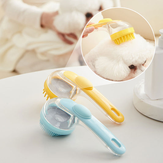 📢📢30% OFF !! ⏰ Pet Bath Brush with Soap Dispenser – Long Handle, No Bending, Soft & Efficient, Easy Bath at Home 🧼✨