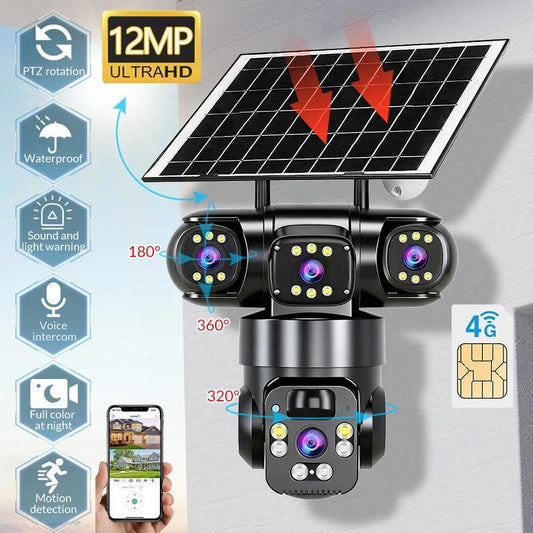 📢📢40% DE DESCONTO!!!⏰Câmara de segurança Wi-Fi para exterior de 6K e 9 MP | Zoom de 10x, 3 lentes, PTZ de 360° | Resistente à água (IP66), visão noturna a cores, áudio bidirecional, deteção de movimento