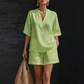 ✈️Compre dois artigos e ganhe o envio gratuito☀️Ofertas de verano en Portugal 2026👚 50% DE DESCONTO – Conjunto Curto Casual com Decote V Feminino | Confortável, moderno & ideal para o verão