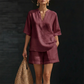✈️Compre dois artigos e ganhe o envio gratuito☀️Ofertas de verano en Portugal 2026👚 50% DE DESCONTO – Conjunto Curto Casual com Decote V Feminino | Confortável, moderno & ideal para o verão
