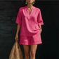 ✈️Compre dois artigos e ganhe o envio gratuito☀️Ofertas de verano en Portugal 2026👚 50% DE DESCONTO – Conjunto Curto Casual com Decote V Feminino | Confortável, moderno & ideal para o verão
